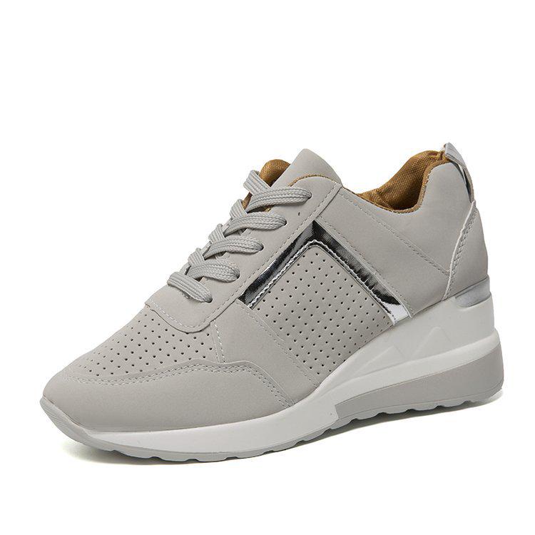 Plus Size Summer 2021 Wedge Heel Mesh Sneakers - Women's Lace-Up Sporty Casual Shoes