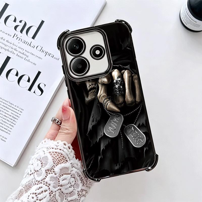 Grim Reaper Skeleton Funny Style Plating Phone Case For Xiaomi Redmi Note 14 15 Pro Plus 13 12 11 11S 11T 10 9S 9 5G Anti-Fall A