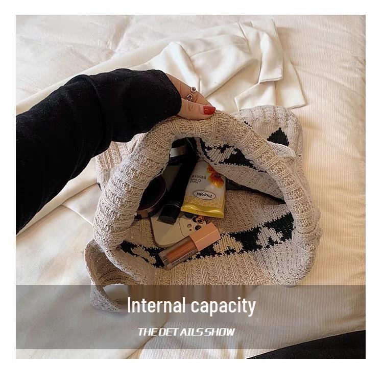 2024 Fashion Women's Woolen Knit Shoulder Bag - Handmade Underarm Tote