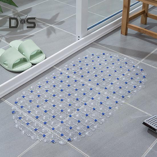 PVC Anti-slip Bath Mat Solid Color Home Kitchen Hotel Bathroom Shower Floor Mat with Suction Cup Soft Non-slip Bathtub Massage Pad Rug