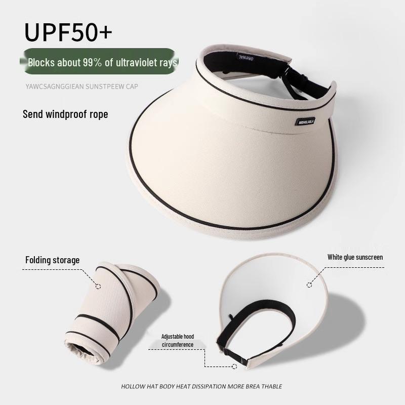 

UPF50+ Women s Large Brim Open Top Sun Hat - Spring/Summer 2025, Anti-UV, Free Shipping