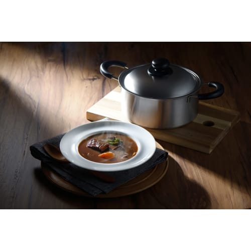 Yoshikawa Cook Easy SJ3321 Silver Stainless Steel 20cm Double-Handled Pot, Gas and Induction Compatible, Made in Japan
