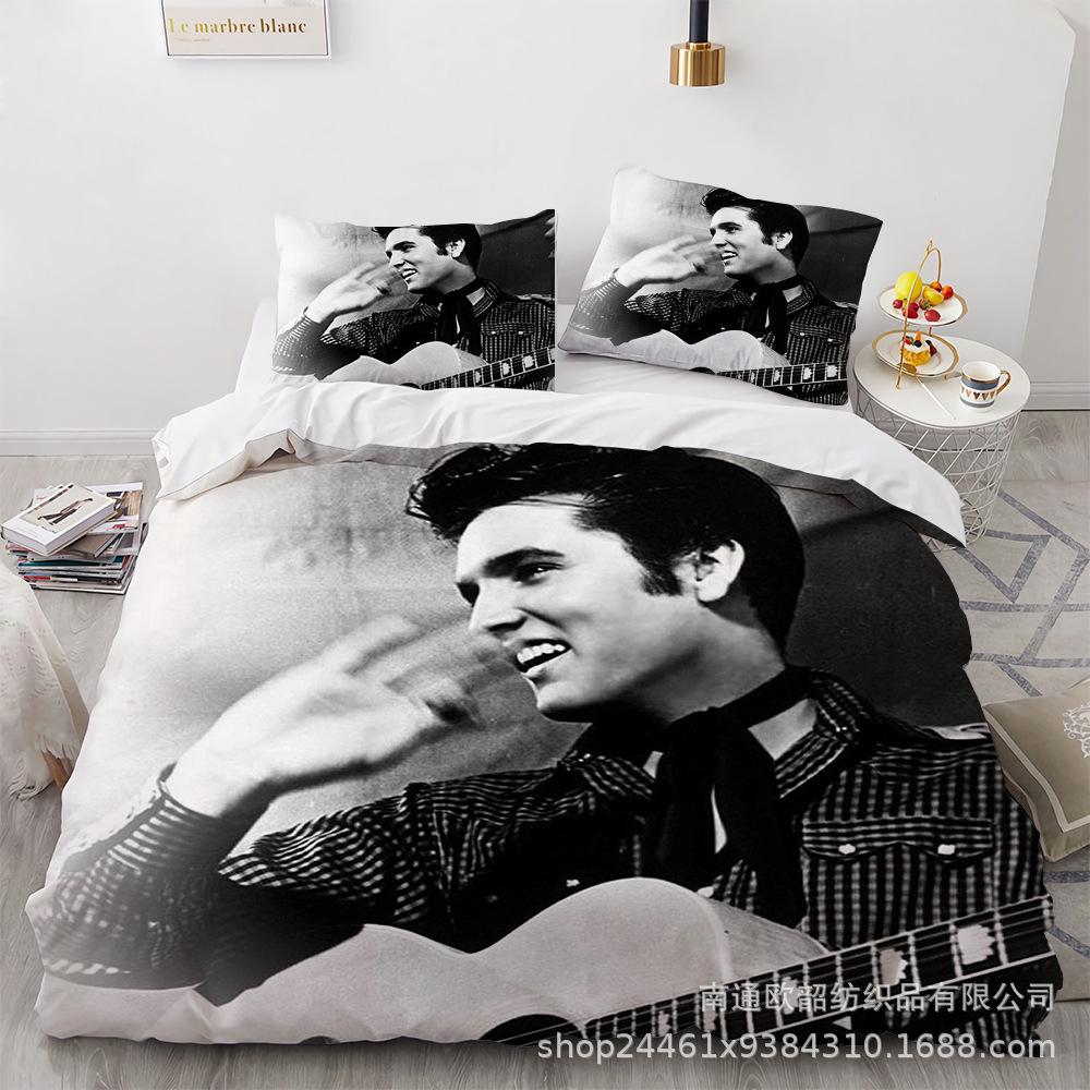 Größe 3D Digitaldruck Elvis Presley Heimtextil Quilt-Set Dreiteilig