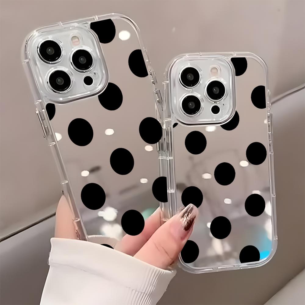Minimalist Round Dots Pattern Soft Phone Case For iPhone 11 12 13 14 15 16 17 Pro Max 17 Air X XR XS 7 8 Plus Mirror Back Cover