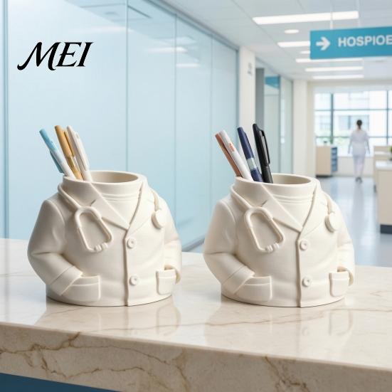 Office Supply Holder for Nurses Doctor Nurse Shape Pen Holder, 3D Print Resin Stationery Organizer, Medical Staff Appreciation Gift with Weighted