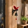 Unique Home Decor Gift Red Bird Garden Bell, Vintage Style Wall Mounted Outdoor Dinner Decorative Hanging Bell Yard for Porch Patio Entryway Farmhouse