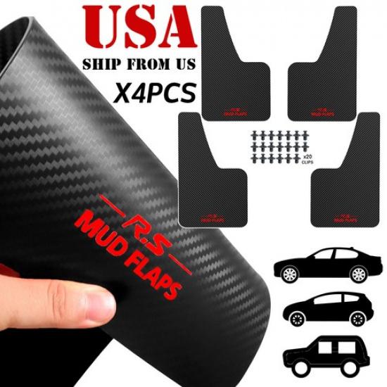 

Universal 4x Car Rally Carbon Fiber Effect Mud Flaps Splash Guards Front Rear