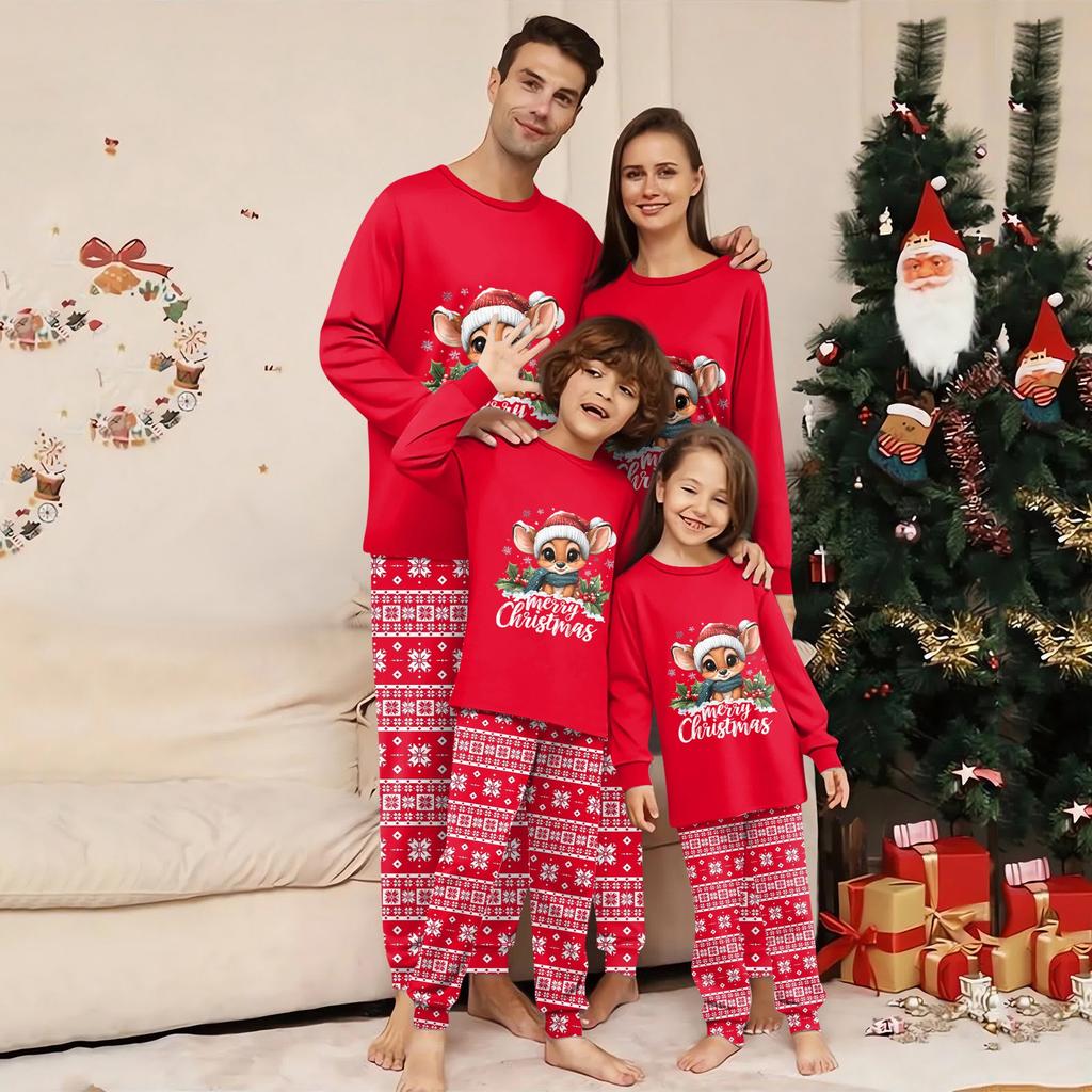 Family Matching Print Sets Pajamas Loungewear Outfits Family Matching Long Sleeve Tops+Pants Set