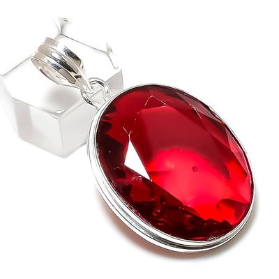 Natürlicher Mosambik Granat, handgefertigt, 925 Sterling Silber, Geschenkanhänger, 4,5 cm, j2O32