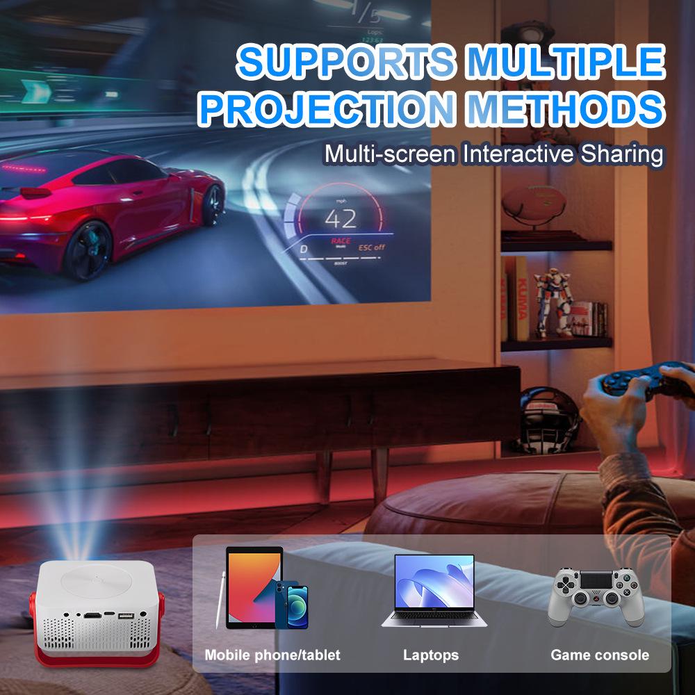 M60 Portable 1080P HD Projector with WiFi and Screen Mirroring, Lightweight for Home Use