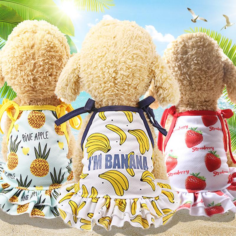 New Fashion Lovers Suit Small Medium Cat Dog Cotton  Clothes Pet Clothes Cute Fruit Pattern Dress T-shirts Pet Supplies