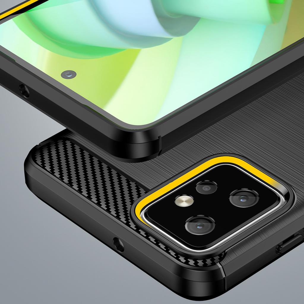 Motorola Moto G Power 2023 Flexible Silicone Carbon Case, Black - Shockproof Protective Cover