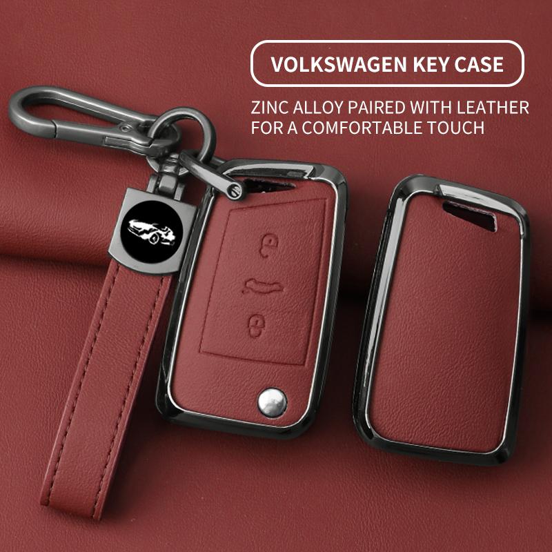 Zinc Alloy Leather Car Key Case For Vw Volkswagen Polo Golf 7 Gti Mk7 Tiguan Passat For Seat Ateca Leon For Octavia A7 Skoda