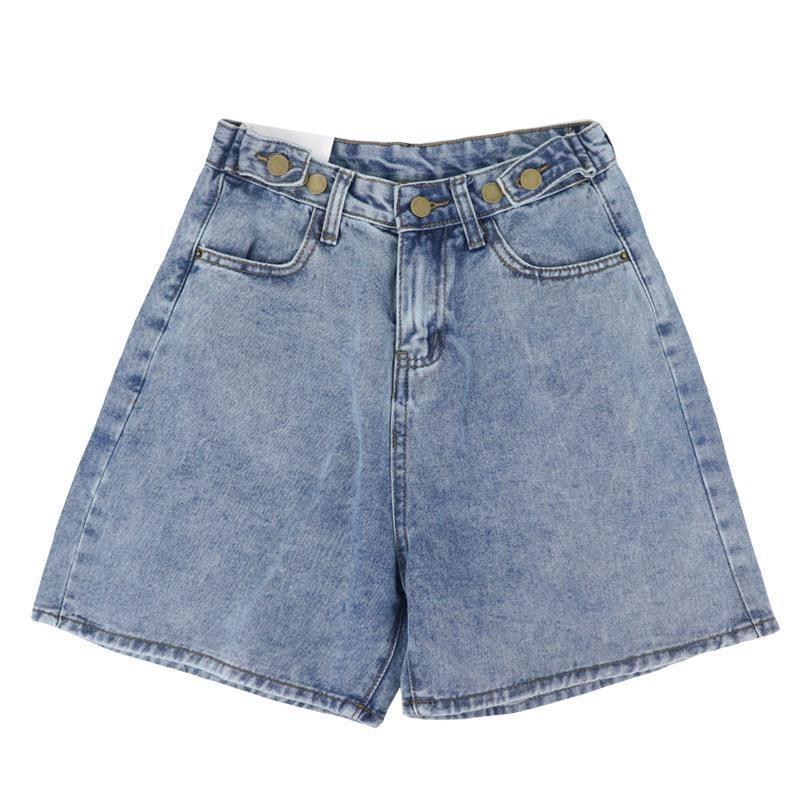 Five-point Jeans Women's Summer Thin Loose Wide-leg Medium Pants Large Size Thin Characters High Waist Straight Shorts
