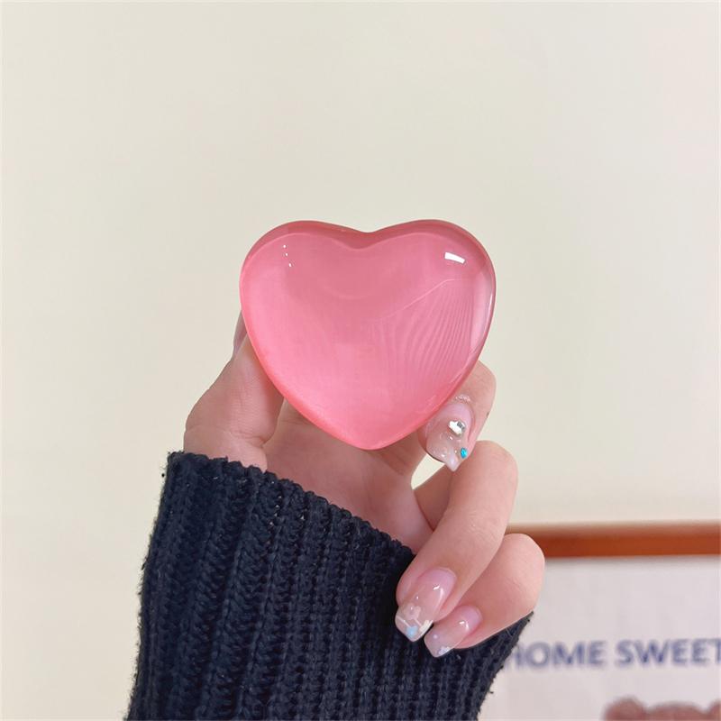 Korean Cute 3D Crystal Love Heart Griotok Bracket For iPhone 14Pro Gradient Green Phone Holder Ring Support Stand Grip Tok Gift