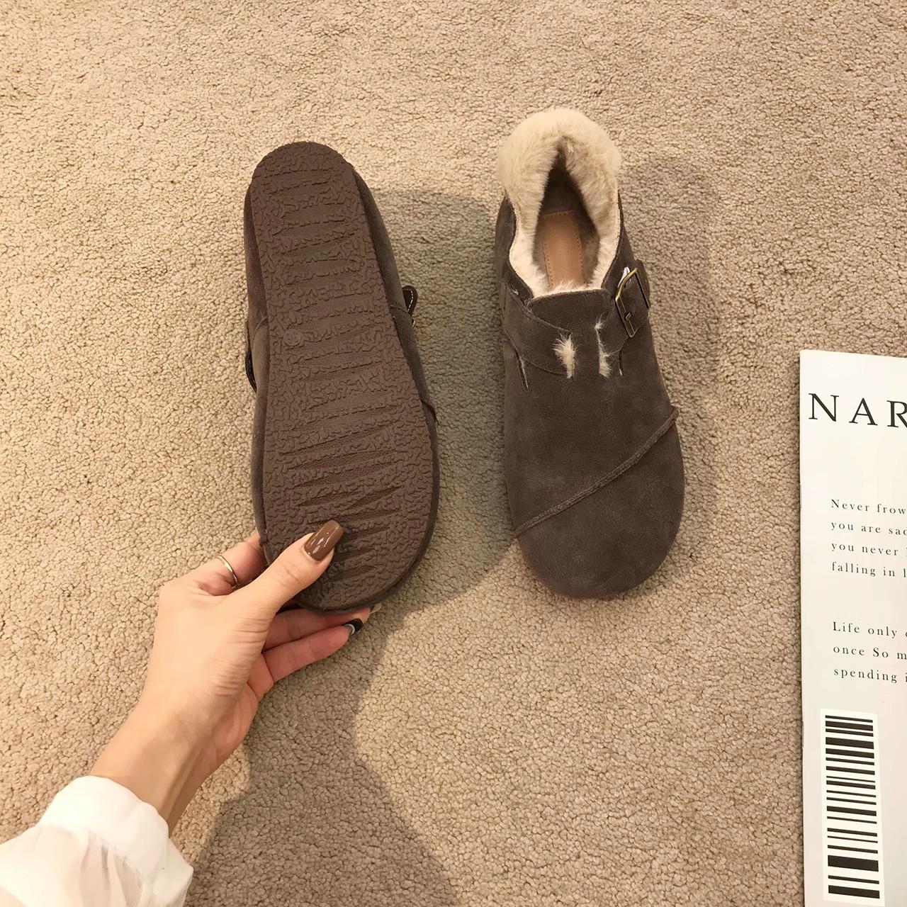 

Повседневная женская обувь Ботинки из хлопка с круглым носком и мягкими мокасинами Меховая женская обувь Зимние мягкие кожаные теплые женские ботинки 40