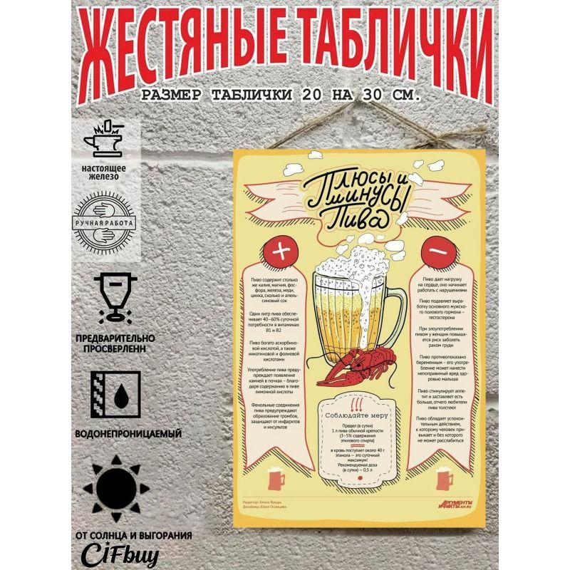 Metal Beer Sign Decor Bar Garage Wall Art 20x30cm