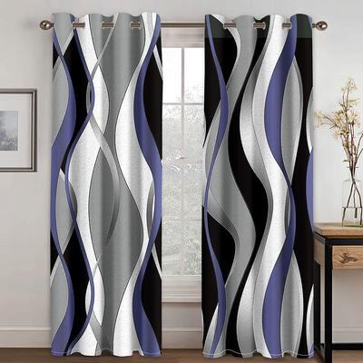 Barato Moderno Abstrato Cortina Geométrica Espiral Duas Janelas Finas Cortinas para Sala de Estar Quarto Cozinha Decoração 2 Peças