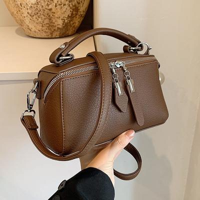 Retro Mini Bags for Women PU Leather Single Shoulder Crossbody Bag Monochromatic Small Square Bags Ladies Fashionable New