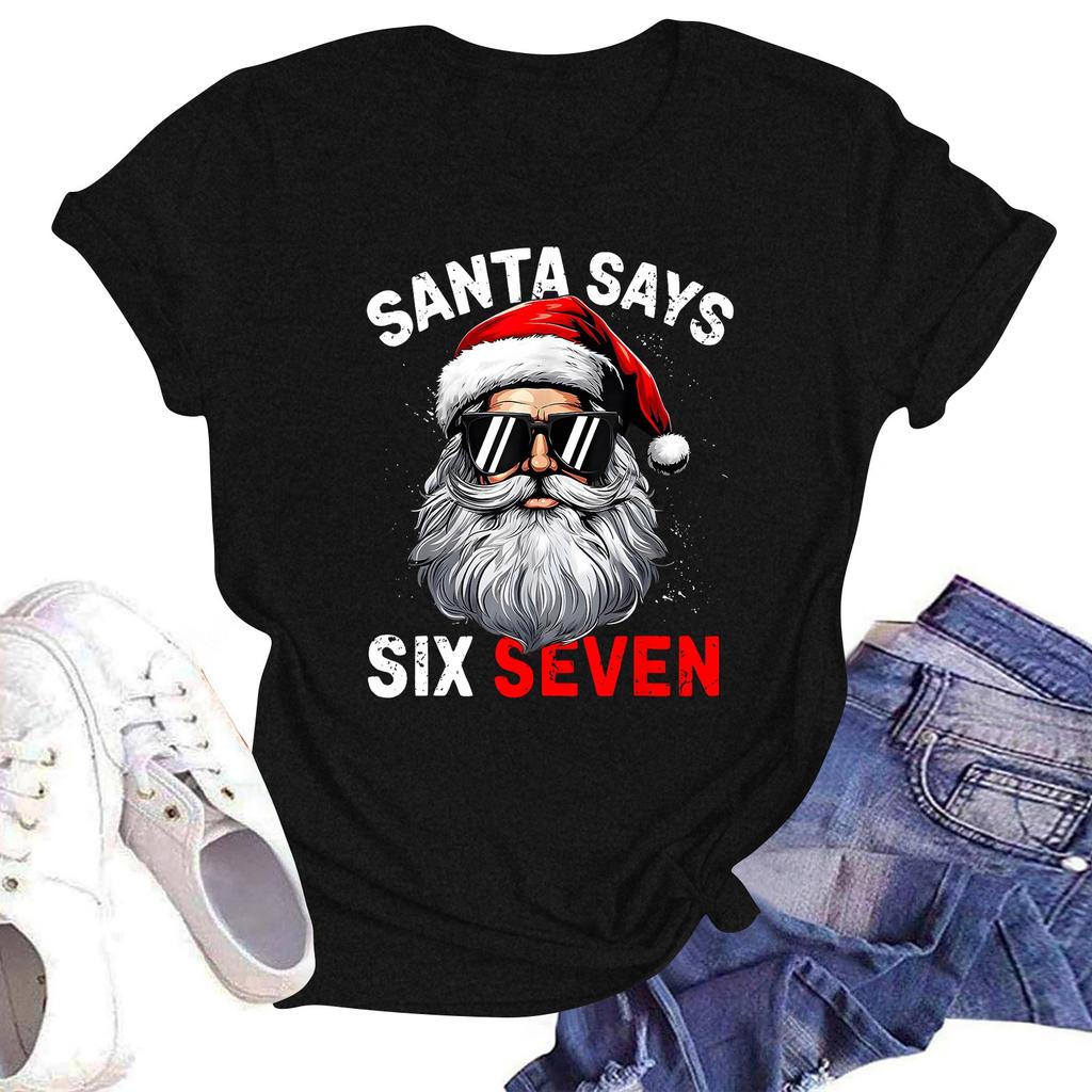 Camiseta de manga corta con cuello redondo y estampado de moda para mujer