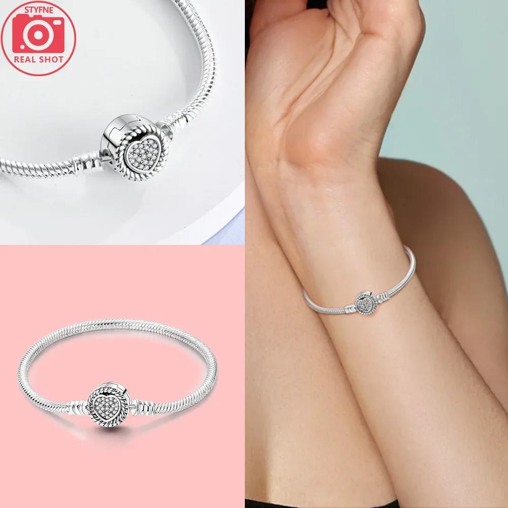 Sliver Bracelets Heart Lucky Eyes Bracelets Female Anniversary Party Fine Bracelets Bangles Jewellery Gifts for Women