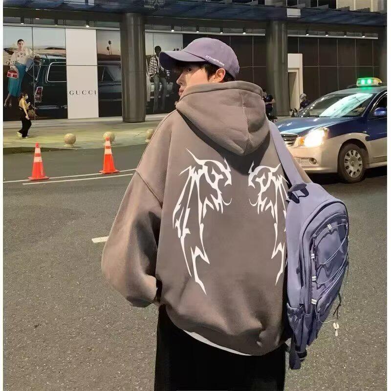 Men s Plus Size Loose Hooded Sweatshirt - Trendy Autumn/Winter Casual Pullover Hoodie M