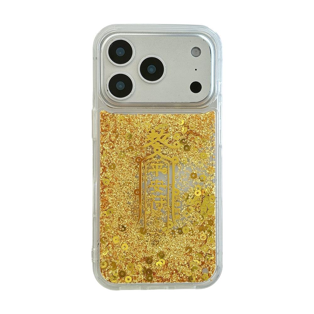 

Golden Flowing Sand Anti-fall iPhone 14/13 Pro Max Case iPhone 15 Pro Max