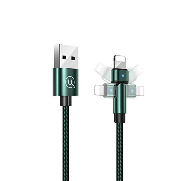 USAMS Braided Swivel Cable U60 2ALightning green/green 1m SJ476USB02 (US-SJ476)