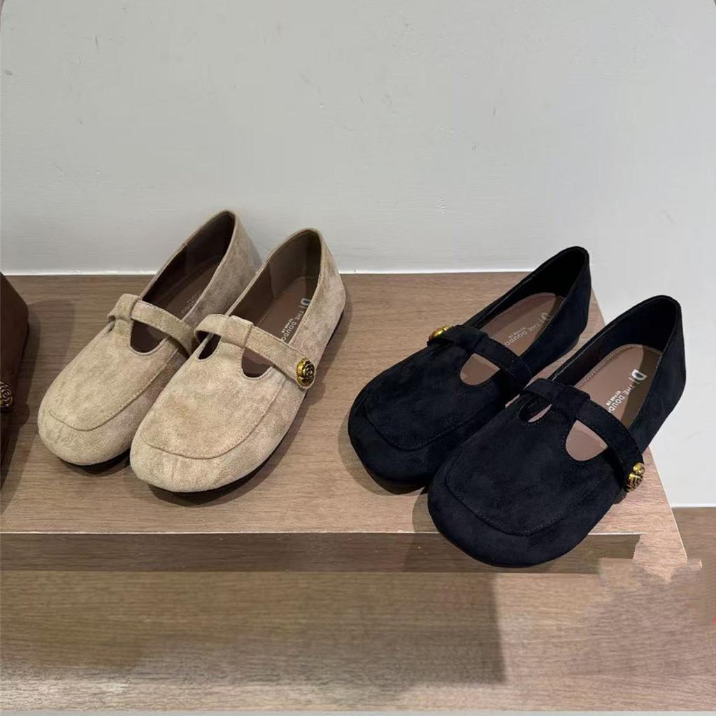2025 Autumn New Square Head Grandma Shoes Soft-soled Flat-soled Mary Jane Shoes Fairy Style Japanese Shallow Mouth Small Leather Shoes