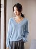 Women's Korean V-Neck Wool Knit Sweater - Autumn/Winter 2025, Soft Loose Fit.