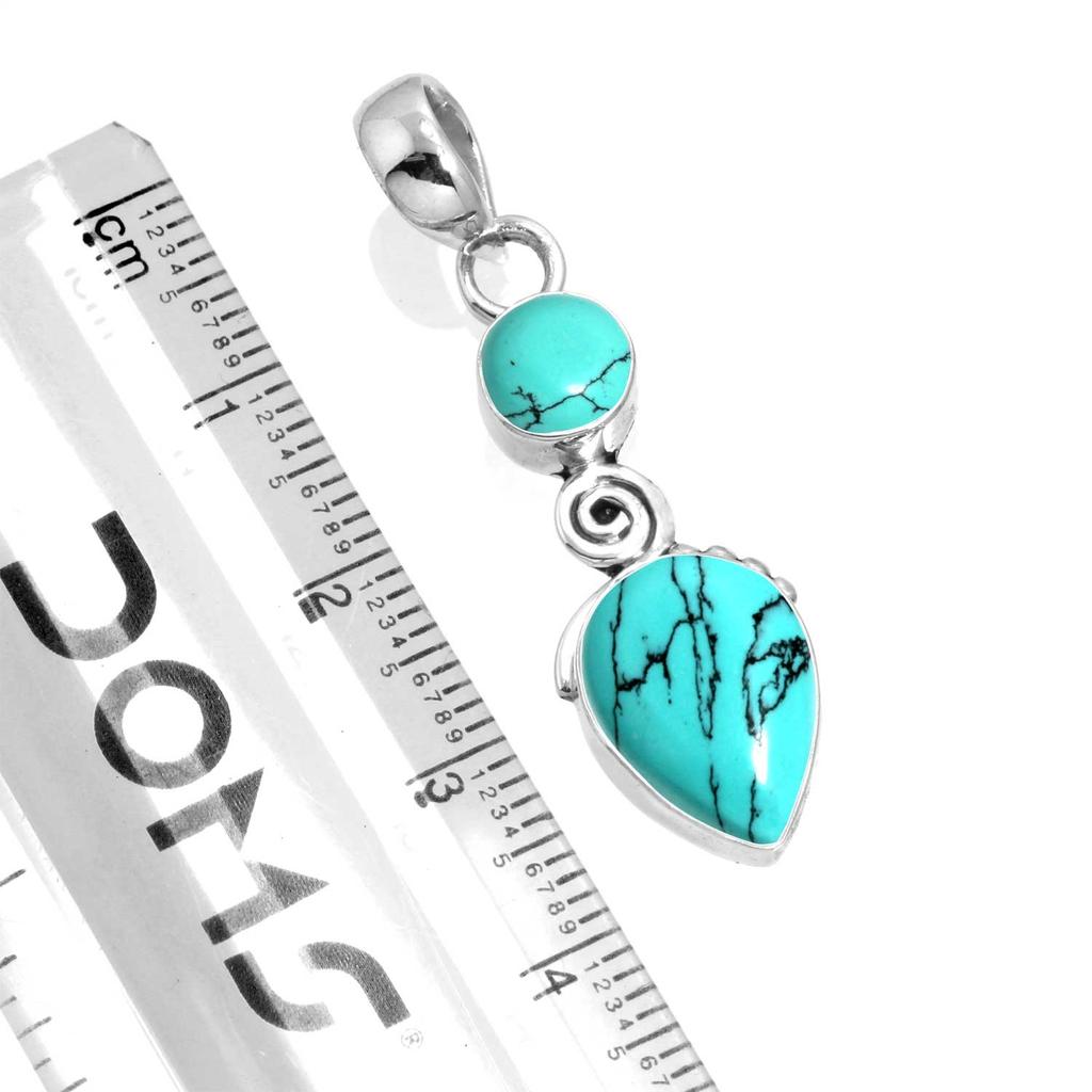 925 Sterling Silver Pendant Women Gemstone Handmade Jewelry New Year Gift Blue Green Purple Copper Turquoise Pearl Lapis Mother Of Pearl Boho