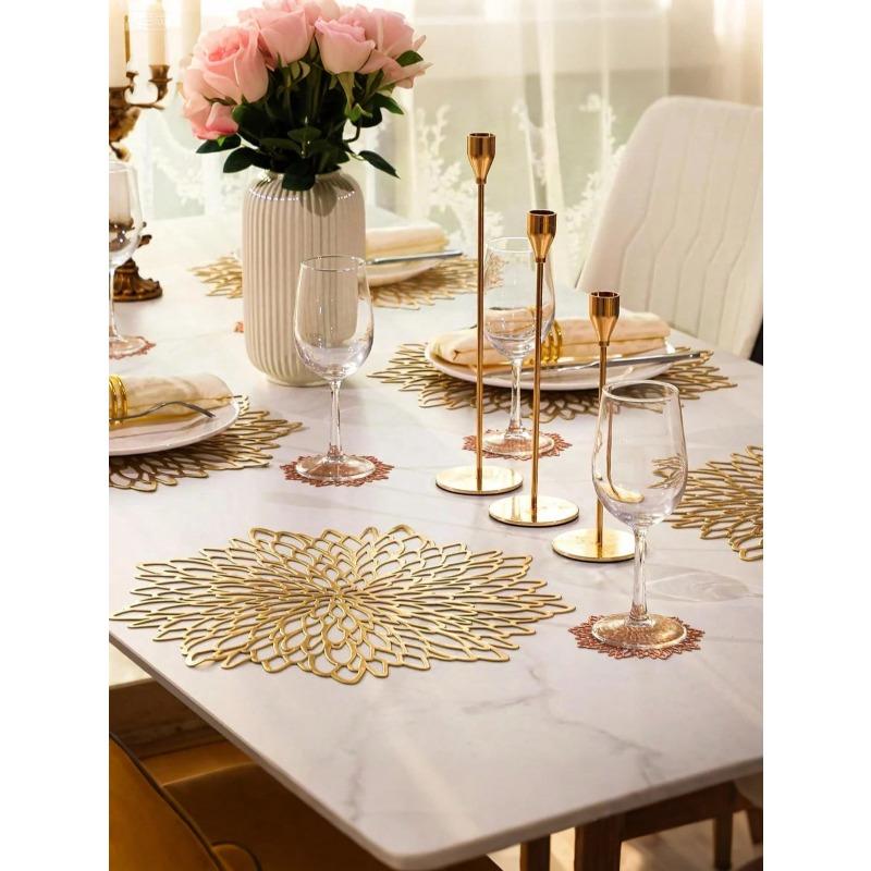 Gold Flower Pattern Round Placemats