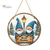 Christmas Gifts for Friends Santa Wooden Round Wall Decor, Vintage Hanging Ornaments, Handcrafted Pine Wood Holiday Signs Sign Door Window Wall,