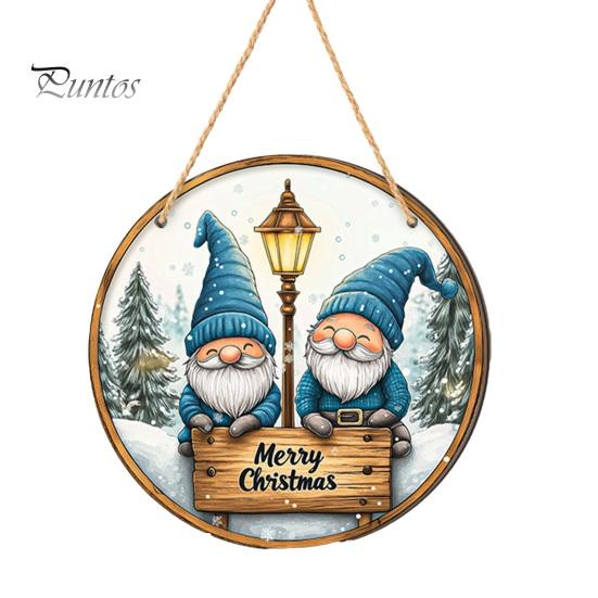 Christmas Gifts for Friends Santa Wooden Round Wall Decor, Vintage Hanging Ornaments, Handcrafted Pine Wood Holiday Signs Sign Door Window Wall,