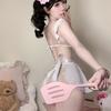 Sweet Lolita Dresses Cosplay Costume Men Women Maid Outfit Anime Sexy Pink White Apron Dress HOT See-through Backless Uniform