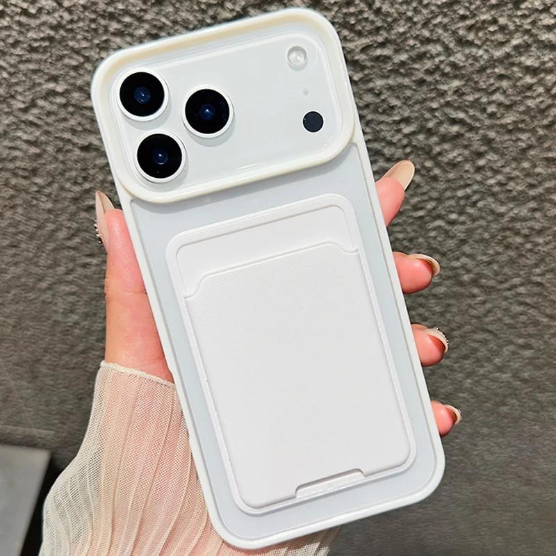 Candy Color Card Bag Wallet Phone Case For iPhone 17 Air 16 15 14 13 12 11 Pro Max XS XR X 7 8 Plus Soft Shockproof Bumper Cover