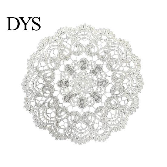 Elegant Table Decor White Lace Placemat, Round Oval Vintage Doily, Embroidered Placemat Mold-resistant Coaster for Cup Vase Dining Wedding Party