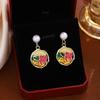 1Pair Fresh and sweet-tempered earrings - Monet Garden French Drop Oil Three-Dimensional Flower Earrings