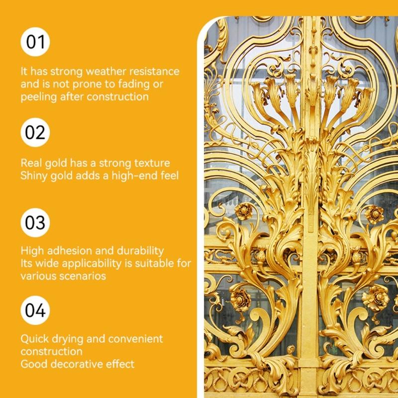 Water Base Gold Foil Paint with Build In Brush Non Toxic Formula Fast Drying Tool Ideal for Homes Use with Kids & Pet
