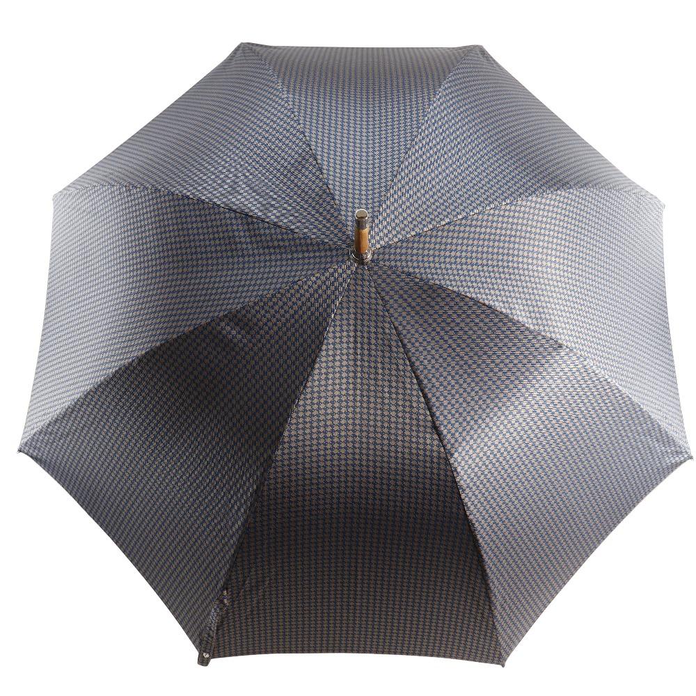 Hermes Long Umbrella Wood Handle Blue Polyester Unisex Used