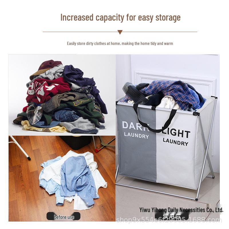 Foldable Oxford Cloth Laundry Basket - Single & Multi-Compartment Options for Bathroom Storage