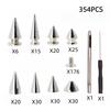 354-Piece Punk Rivet Set: Conical Leather Decoration Studs with Tool