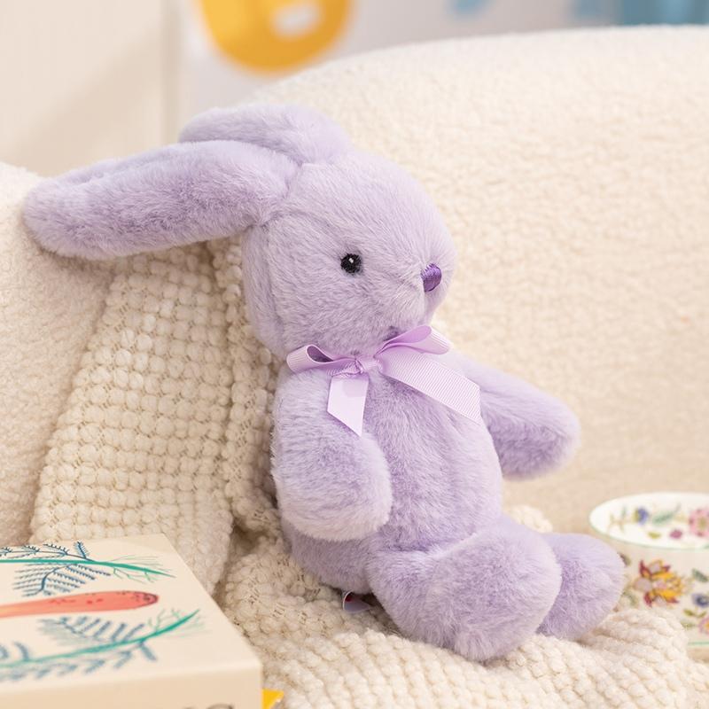 25CM Kawaii Cartoon Simulation Anime Bow Tie Long Eared Rabbit Stuffed Animal Plush Toy Children's Rabbit Handmade Doll Gift