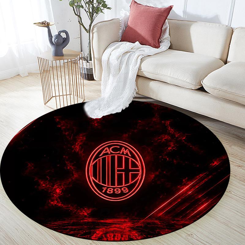 Associazione Calcio Milan Round Area Rug,Carpet Rug for Living Room Bedroom Sofa Playroom Decor,Non-slip Floor Mat