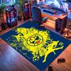Club America CA Crest Yellow Graffiti Football Silhouette Blue Background Print Area Rug Soccer Fan Entrance Home Decor Floor Rug
