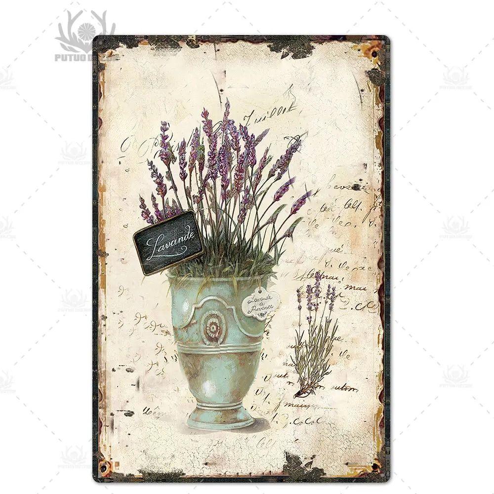 Plechový znak ve stylu Provence, Francouzské venkovské kovové nástěnné umění 20x30cm