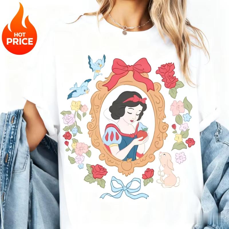 Summer Disney Snow White Graphic Tshirt Men Women Fashion Cotton Quality Casual Loose Short Sleeve Classic Unisex