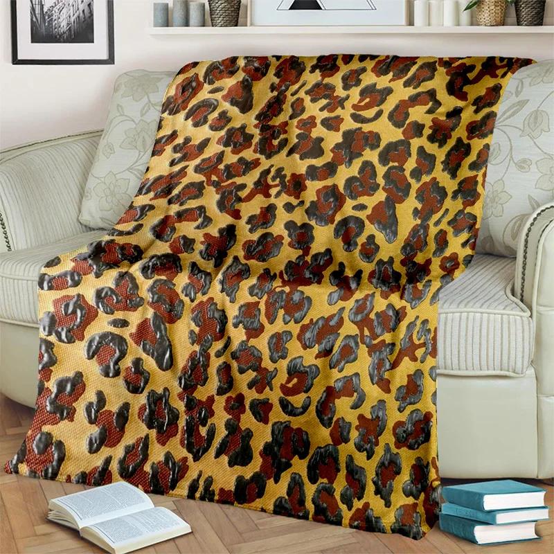 3D Wild Leopard Stripe Print Series Blanket,Soft Throw Blanket for Home Bedroom Bed Sofa Picnic Travel Office Cover Blanket Kids