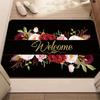 Blooming Welcome Rug Floral Design Non Slip Floor Mat Washable for Entry Living Room Bedroom Indoor Outdoor Kitchen Carpet