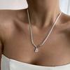 Stainless Steel Zirconia Necklace: Light Luxury Water Drop Snake Bone Clavicle Chain with Color Retention.